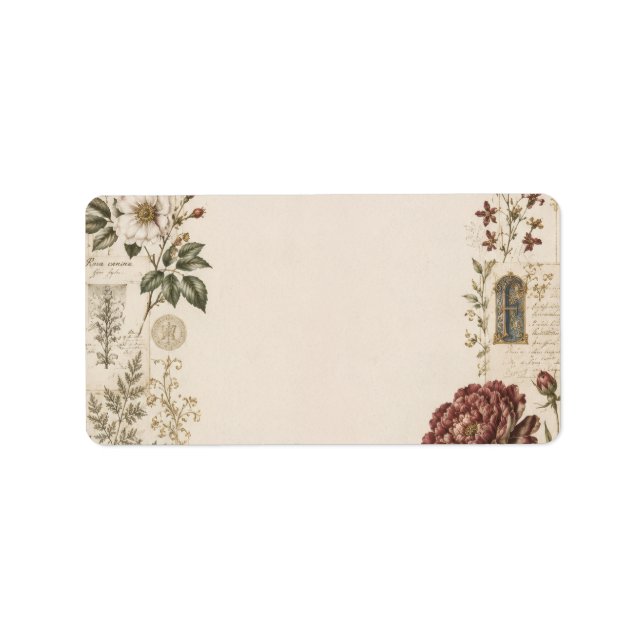 Renaissance Botanical Wedding Invitation Label (Front)