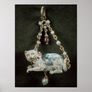 Renaissance cat pendant poster