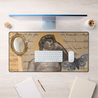 Renaissance Cute Collage Books Mixed Media Desk Mat