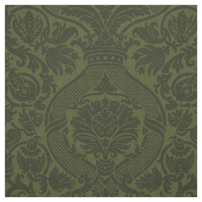 Renaissance Damask - Dark Green Fabric (Swatch)