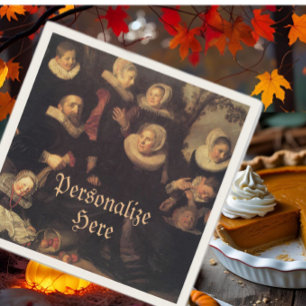 Renaissance family reunion portrait painting napkin