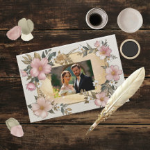 Renaissance Floral Frame Wedding Guest Book