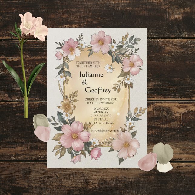 Renaissance Floral Frame Wedding Invitation (Creator Uploaded)