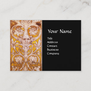 RENAISSANCE GROTESQUE FACE, BLACK GOLD Metallic Business Card