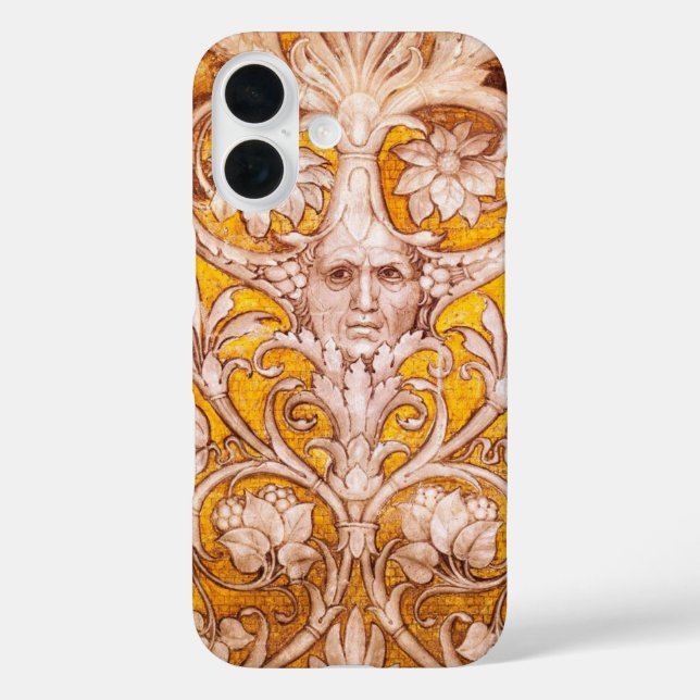 RENAISSANCE GROTESQUE FACE WITH GOLD WHITE FLORAL Case-Mate iPhone CASE (Back)