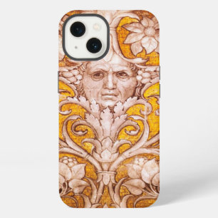 RENAISSANCE GROTESQUE FACE WITH GOLD WHITE FLORAL iPhone CASE