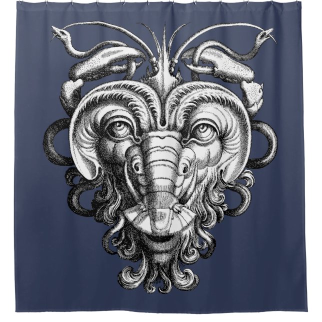 Renaissance Grotesque Gargoyle Face Lobster Man Shower Curtain (Front)