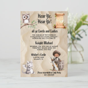 Renaissance Hear Ye Mediaeval Birthday Royal Party Invitation