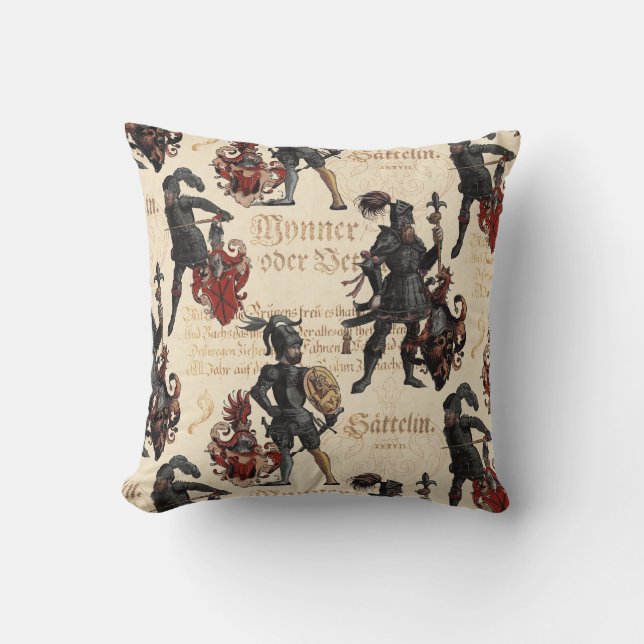 Renaissance Knights in Armor Elegant Antique Cushion (Front)