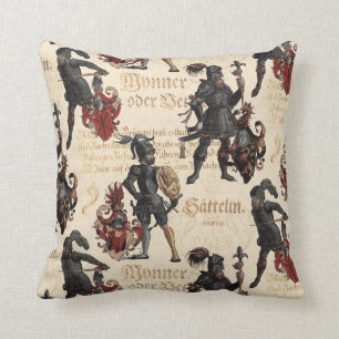Renaissance Knights in Armor Elegant Antique Cushion
