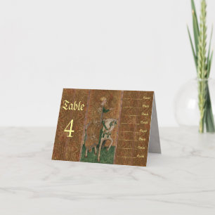 Renaissance Lady and Knight Wedding Seating Chart Card