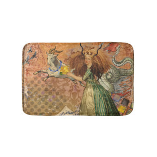 Renaissance Lady Capricorn Fantasy Vintage Zodiac Bath Mat