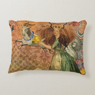 Renaissance Lady Capricorn Fantasy Vintage Zodiac Decorative Cushion