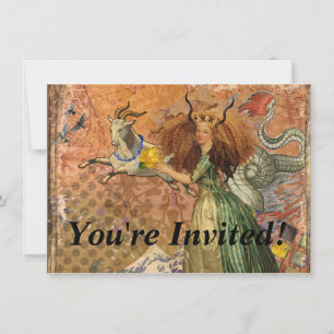 Renaissance Lady Capricorn Fantasy Vintage Zodiac Invitation