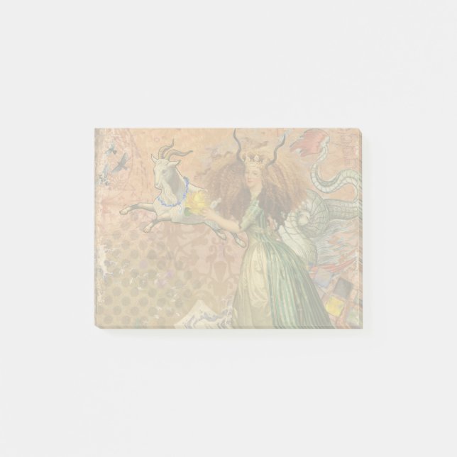 Renaissance Lady Capricorn Fantasy Vintage Zodiac Post-it Notes (Front)