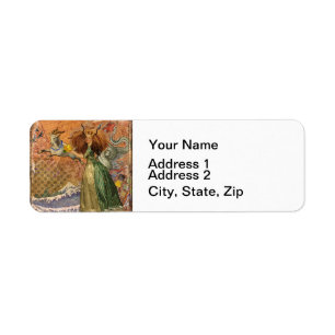 Renaissance Lady Capricorn Fantasy Vintage Zodiac Return Address Label
