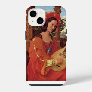 Renaissance Lady in Red playing Lute iPhone 14 Case
