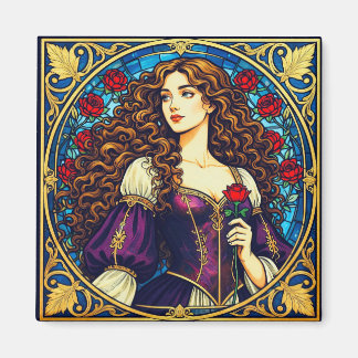 Renaissance lady with rose magnet