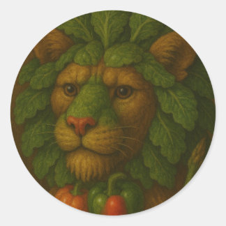 Renaissance Lion Portrait Classic Round Sticker