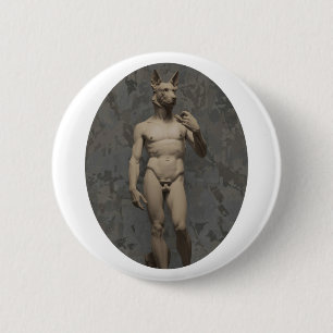 Renaissance Marble Sculpture German Shepherd 6 Cm Round Badge