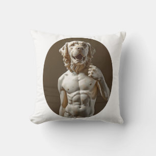 Renaissance Marble Sculpture Golden Retriever Cushion