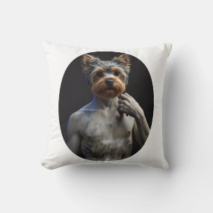 Renaissance Marble Sculpture Yorkshire Terrier Cushion