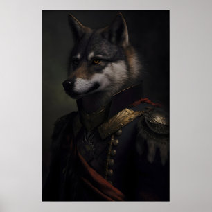 Renaissance Military Wolf Art Print Animal Lover