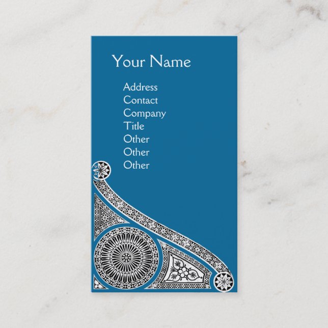 RENAISSANCE MONOGRAM 1 blue Business Card (Front)