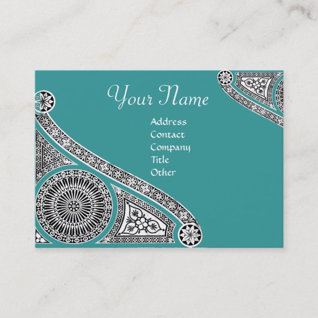 RENAISSANCE Monogram 2 blue green Business Card (Front)