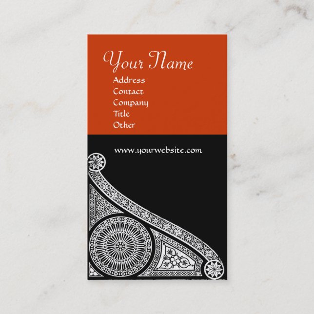 RENAISSANCE MONOGRAM 3 red Business Card (Front)