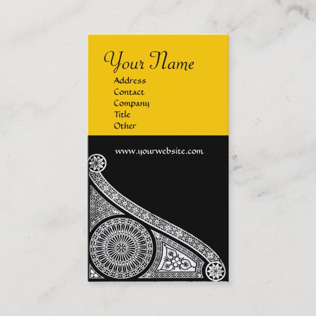 RENAISSANCE MONOGRAM 3 yellow Business Card (Front)
