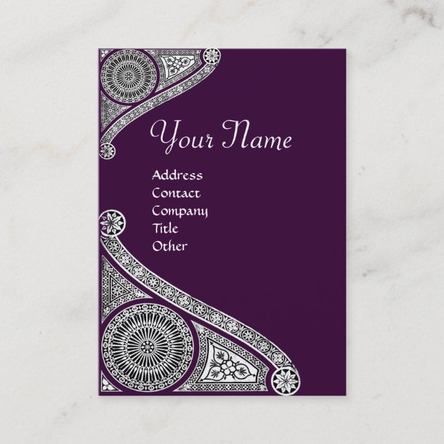 RENAISSANCE MONOGRAM 4 dark purple Business Card (Front)