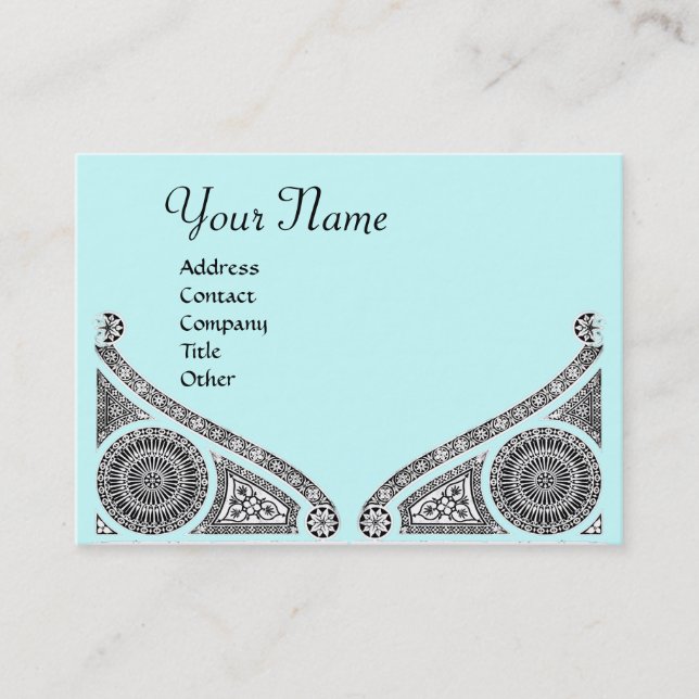 RENAISSANCE MONOGRAM ,blue Business Card (Front)