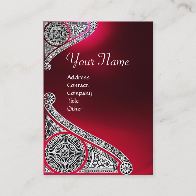 RENAISSANCE MONOGRAM Red Ruby Gem Business Card (Front)
