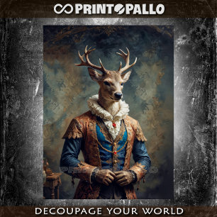 Renaissance noble deer in victorian dress tissue paper