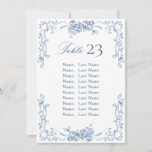 Renaissance Ornate Dusty Blue Seating Chart Card