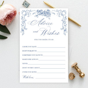 Renaissance Ornate Dusty Blue Wishes & Advice Card
