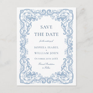 Renaissance Ornate Floral Wedding Save the Date Postcard