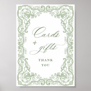 Renaissance Ornate Sage Green Cards and Gifts Poster