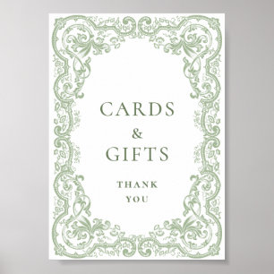 Renaissance Ornate Sage Green Cards and Gifts Poster
