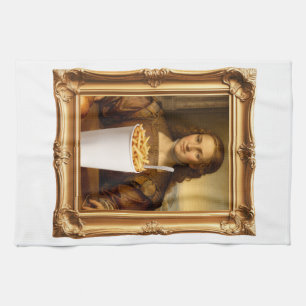 Renaissance Painting Parody with Giant Takeout  Tea Towel