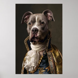 Renaissance Pitbull Portrait, Royal Dog Art Poster