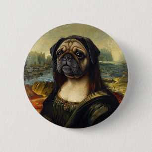 Renaissance Portrait–Inspired Pug Art Classic 6 Cm Round Badge