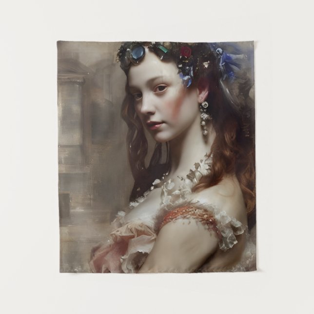 Renaissance Princess  AI generated fantasy art Tapestry (Front)