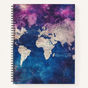 Renaissance Purple Celestial World Map Notebook