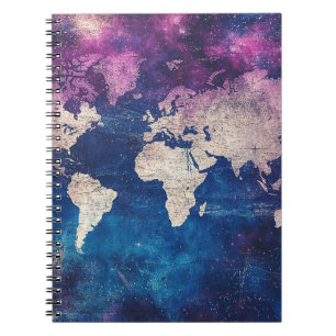 Renaissance Purple Celestial World Map Notebook