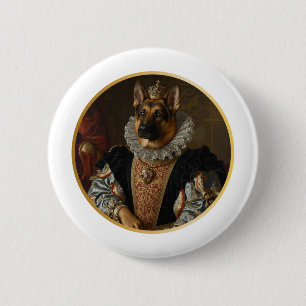 Renaissance Queen Portrait German Shepherd 6 Cm Round Badge