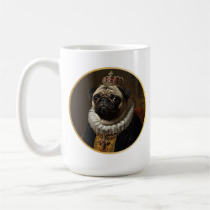 Renaissance Queen Portrait–Inspired Beige Pug Art Coffee Mug