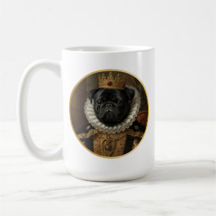 Renaissance Queen Portrait–Inspired Black Pug Art Coffee Mug