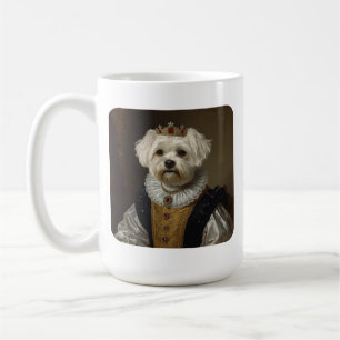 Renaissance Queen Portrait–Inspired Black Pug Art Coffee Mug